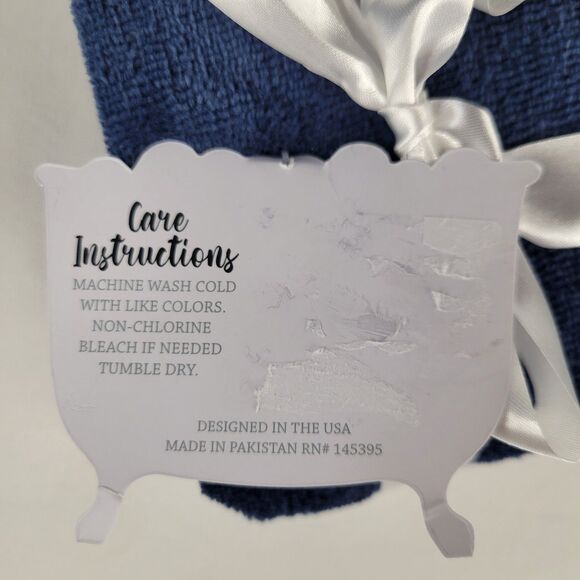 Set 2 Blue Bathroom Hand Towels Beach Embroidered Gold Starfish Shells Nautical - Picture 11 of 11